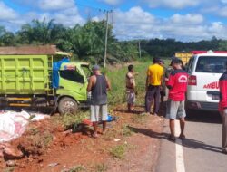 Kecelakaan  Tunggal, Seorang Sopir Dump Truk  Tewas Saat Membawa Pupuk